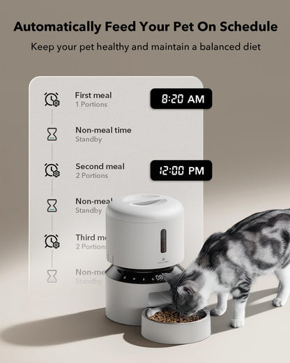 PETLIBRO Automatic Cat Feeder – 3L Programmable Pet Food Dispenser with Airtight Storage, Timed Portion Control, Voice Meal Call & Dual Power Supply, Clog-Free Healthy Feeding for Cats & Small Dogs