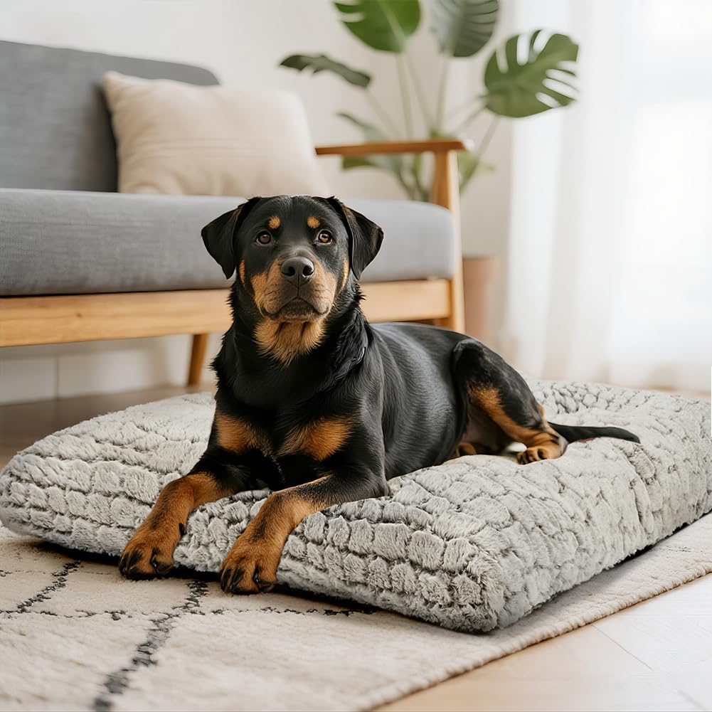 Dog Bed Crate Pad Plush Soft Dog Crate Bed for Medium Dogs and Cats Washable Anti-Slip Kennel Crate Mats for Sleeping and Anti Anxiety M