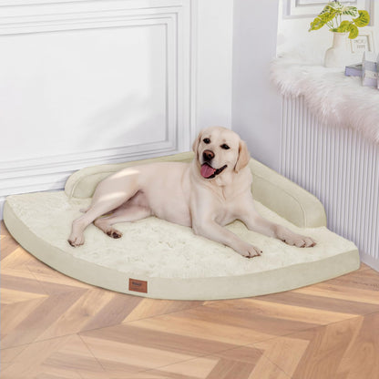 MEKIY Large Dog Bed - XL Orthopedic Egg-Crate Memory Foam Dog Beds with Removable Washable Cover, Waterproof Pet Beds with Non-Slip Bottom, Grey