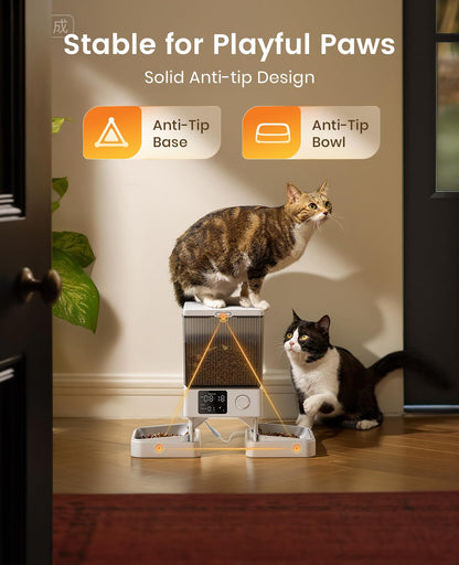 oneisall Automatic Cat Feeder for 2 Cats, 20 Cups/5L Automatic Cat Food Dispenser for Small Pets Indoor, Timed Cat Feeder for Dry Food