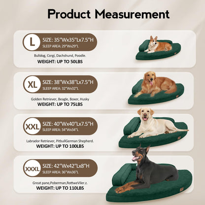 MEKIY Large Dog Bed - XL Orthopedic Egg-Crate Memory Foam Dog Beds with Removable Washable Cover, Waterproof Pet Beds with Non-Slip Bottom, Grey