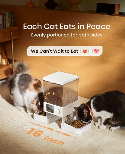 oneisall Automatic Cat Feeder for 2 Cats, 20 Cups/5L Automatic Cat Food Dispenser for Small Pets Indoor, Timed Cat Feeder for Dry Food