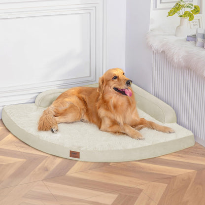MEKIY Large Dog Bed - XL Orthopedic Egg-Crate Memory Foam Dog Beds with Removable Washable Cover, Waterproof Pet Beds with Non-Slip Bottom, Grey