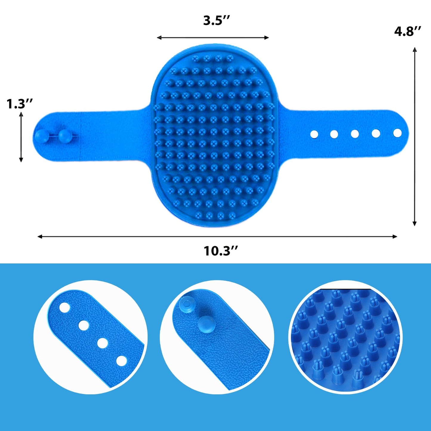 NVNAN Pet Hair Removal Glove for Dogs & Cats, 2-in-1 Deshedding Brush & Massage Mitt - Grooming Gloves for Shedding Control, Bathing and Washing, Safe for Short/Long Hair Pets 2-Pack (Blue)