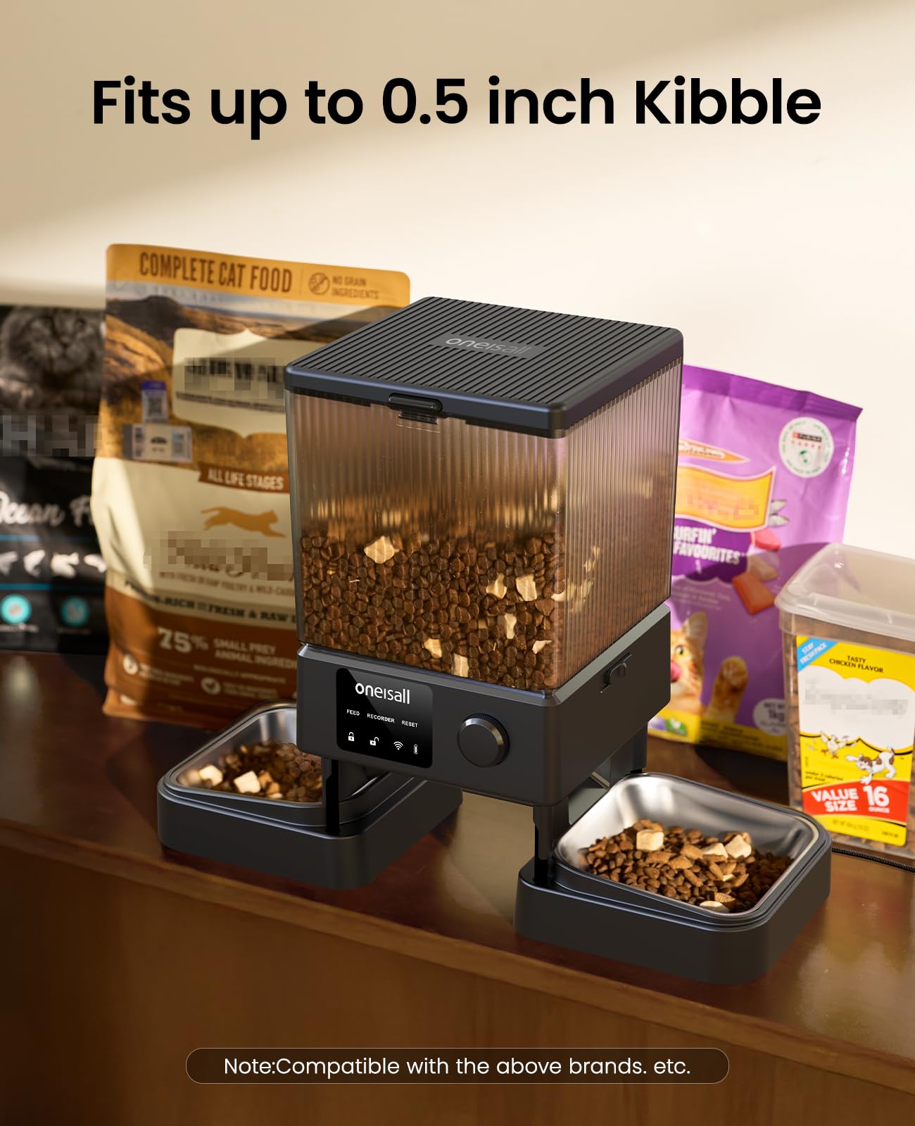 oneisall Automatic Cat Feeder for 2 Cats, 20 Cups/5L Automatic Cat Food Dispenser for Small Pets Indoor, Timed Cat Feeder for Dry Food