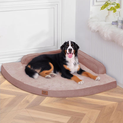 MEKIY Large Dog Bed - XL Orthopedic Egg-Crate Memory Foam Dog Beds with Removable Washable Cover, Waterproof Pet Beds with Non-Slip Bottom, Grey