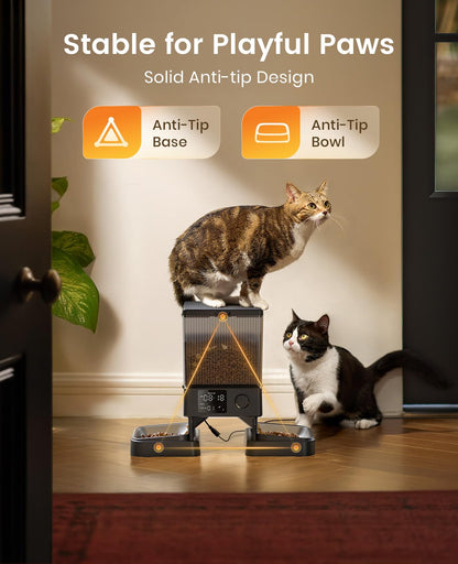 oneisall Automatic Cat Feeder for 2 Cats, 20 Cups/5L Automatic Cat Food Dispenser for Small Pets Indoor, Timed Cat Feeder for Dry Food