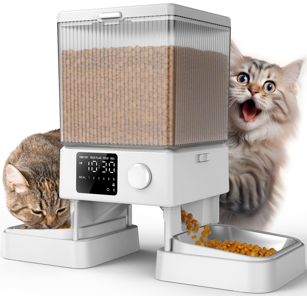 oneisall Automatic Cat Feeder for 2 Cats, 20 Cups/5L Automatic Cat Food Dispenser for Small Pets Indoor, Timed Cat Feeder for Dry Food