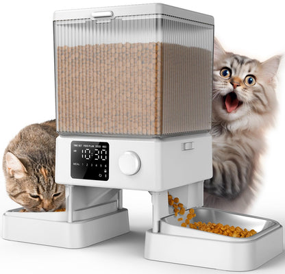 oneisall Automatic Cat Feeder for 2 Cats, 20 Cups/5L Automatic Cat Food Dispenser for Small Pets Indoor, Timed Cat Feeder for Dry Food
