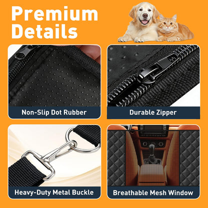 HOB4U Dog Car Seat Cover for Back Seat, Hard Bottom Back Seat Extender for Dogs, Dog Hammock for Car SUV and Trucks - Waterproof, Anti Scratch，Easy to Clean, Supports 400lbs