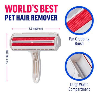 ChomChom Roller Pet Hair Remover – Original Size Reusable Lint Roller for Cat & Dog Hair on Furniture, Couch, Carpet, Car, Rugs & Bedding – Portable, Eco-Friendly (Black)