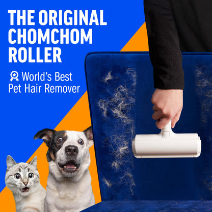 ChomChom Roller Pet Hair Remover – Original Size Reusable Lint Roller for Cat & Dog Hair on Furniture, Couch, Carpet, Car, Rugs & Bedding – Portable, Eco-Friendly (Black)