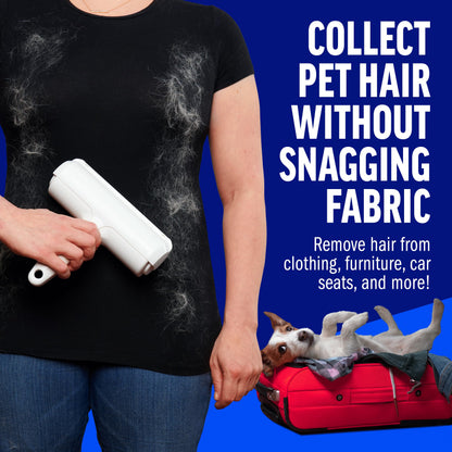 ChomChom Roller Pet Hair Remover – Original Size Reusable Lint Roller for Cat & Dog Hair on Furniture, Couch, Carpet, Car, Rugs & Bedding – Portable, Eco-Friendly (Black)