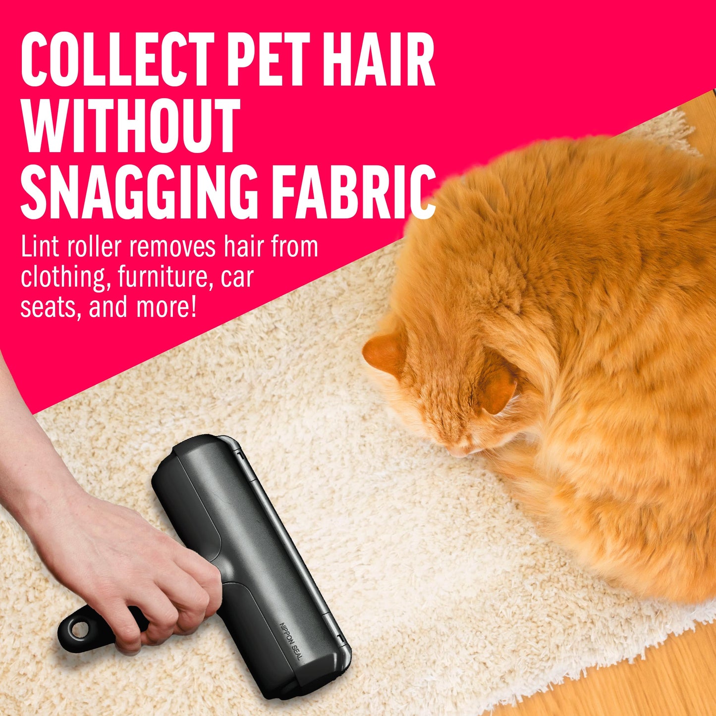 ChomChom Roller Pet Hair Remover – Original Size Reusable Lint Roller for Cat & Dog Hair on Furniture, Couch, Carpet, Car, Rugs & Bedding – Portable, Eco-Friendly (Black)