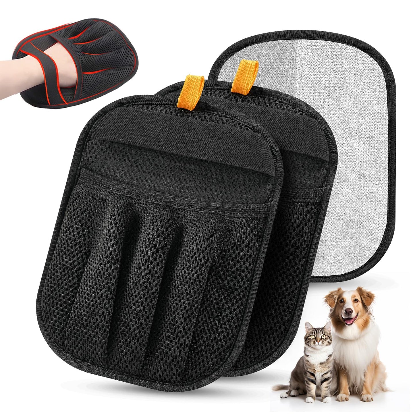 Pet Hair Removal Glove for Cats & Dogs, Upgraded Five-Finger Electrostatic Pet Hair Glove, Reusable Magic Brush Pet Hair Remover Tool for Laundry, Couch, Carpet, Car Seat
